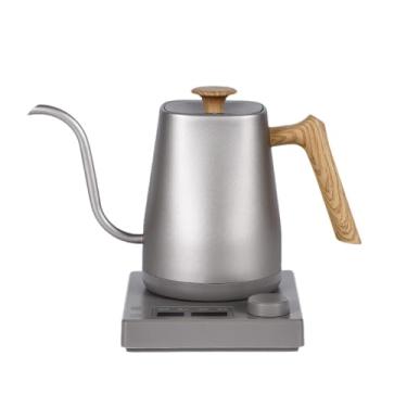 Imagem de Baoblaze Chaleira elétrica 0,8 L, 1000 W, prática, proteção contra fervura a seco, aquecimento rápido, aço inoxidável, para despejar café, ferver água quente, Grão de Madeira Prateada