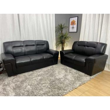 Imagem de Sofá 2 e 3 Lugares Corino Preto Lazio Plus