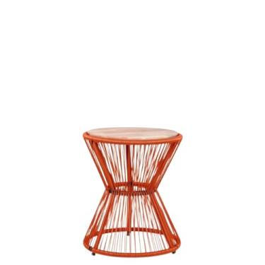 Imagem de Mesa lateral em forma de ampulheta em fibra sintética – decoração luxuosa para a casa, resistente mas elegante. Perfeita para salas de estar e quartos clássicos. (Terracota)
