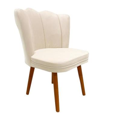 Imagem de Cadeira Decorativa Pétala Reta Veludo Premium Pés Retrô - Bela Móveis,