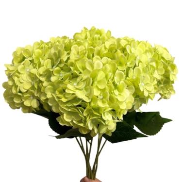 Imagem de WISTART 8 peças de flores artificiais de hortênsia grande, 70 cm, haste única realista, ramo longo, buquês de hortênsia, arranjos de flores, decoração de casa, peças centrais de casamento DIY (verde)
