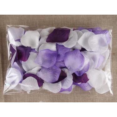 Imagem de 3000 peças de pétalas de rosa artificiais de cores mistas, roxo, lavanda, branco, para decoração de casamento, aniversário, chuveiro, noivado, decoração de casa