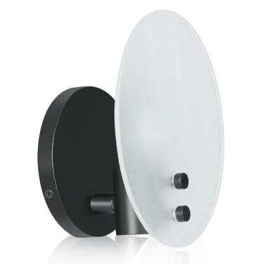 Imagem de Pirxxiy Arandelas de parede pretas macias modernas, luminária de parede para decoração de quarto com sombra de vidro fosco estilo oval, luminária de parede para decoração de quarto, lâmpada de parede