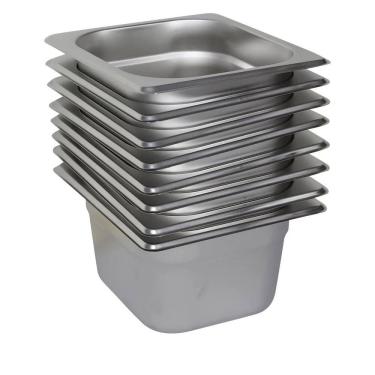Imagem de 8 Cubas Gastronômica Buffet GN 1/6 100mm Aço Inox Sem Alça