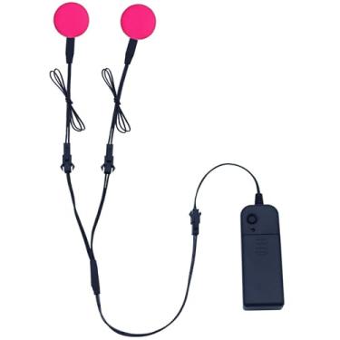 Imagem de YnGia Olhos LED incandescentes, painel de luz eletroluminescente EL folha redonda de neon cortável para cosplay festa máscara de olho decoração de capacete de super-herói (rosa, 30 mm)