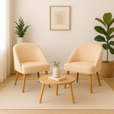 Imagem de Kit 2 Poltrona Cadeira Lua Pés Palito Sala Quarto Luxo - Cema Decor, B