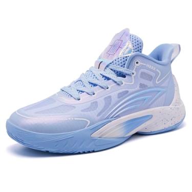 Imagem de Bolognifi Tênis de basquete masculino antiderrapante para treinamento ao ar livre Equipamento de basquetebol(Blue4,42 BR)