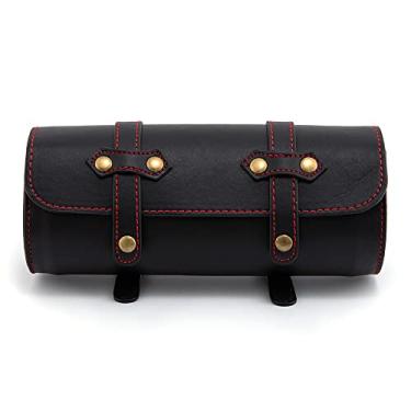 Imagem de APEBAZY Bolsas de selim de motocicleta, acessórios de couro, bolsas de selim de motocicleta, rolos de bagagem, sacos de garfo dianteiro com 2 tiras de fivela nº 6 marrom (APE-MTGB57)