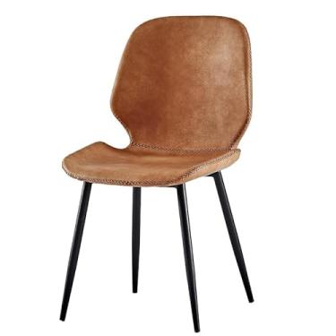 Imagem de Cadeira de jantar contemporânea de couro PU com pernas de metal - várias cores disponíveis (laranja vintage)