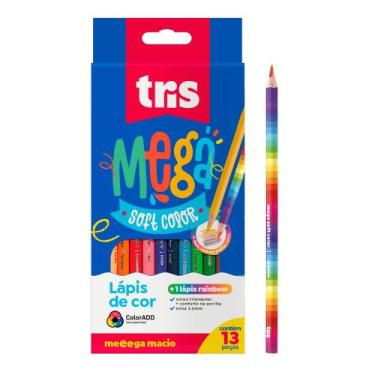 Imagem de Lápis de Cor Tris Mega Soft Color 12 Cores +Lapis Rainbow