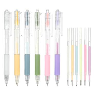 Imagem de PATIKIL Caneta de cola de secagem rápida, branca, roxa, rosa, verde, azul, laranja, rolo esferográfica, cola e ponta fina, suprimentos para scrapbook com refil, 6 peças