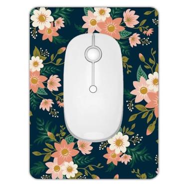 Imagem de Tapete de rato pequeno, mini tapete de rato 15 x 20 cm com base de borracha antiderrapante, tapete de rato quadrado bonito para bandeja de teclado, laptops, mouse sem fio, casa, escritório, viagem, durável e à prova d'água (flores de primavera e verão)