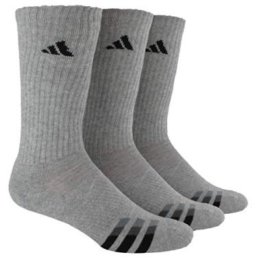 Imagem de Meias masculinas Adidas acolchoadas (3 pares), Heathered Lt Onix/ Black/ Granite/ Tech Grey, Large