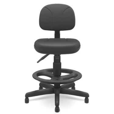 Imagem de Cadeira Caixa Secretaria Couro Ecologico Preto - Plaxmetal