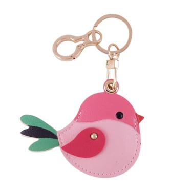 Imagem de Framendino, Suporte de chaveiro de couro compatível com AirTag com chaveiro, localizador de arranhões, capa de rastreador GPS para carteira, chaves, bolsa de animais de estimação, rosa