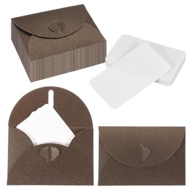 Imagem de PATIKIL Conjunto de 25 mini envelopes com fecho de coração, cartões de 10,4 x 7,6 cm em branco com envelopes para presente convite de casamento, formatura, feriado, dia de Ação de Graças, Natal, café