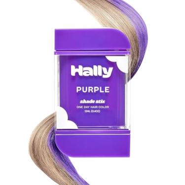 Imagem de Hally Hair Tintura de cabelo temporária, Shade Stix (Roxo) - Acessórios de maquiagem de Halloween para crianças, adolescentes e adultos - 12 ml de giz de cabelo lavável e tintura para festivais