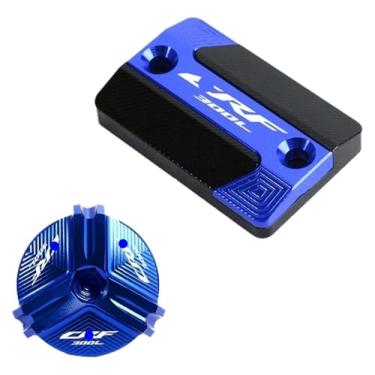 Imagem de Acessórios de motocicleta Tampa do reservatório de fluido de freio dianteiro e tampa de enchimento de óleo do motor compatível com CRF300L CRF 300 L CRF 300L 2021 2022 (combinação azul)