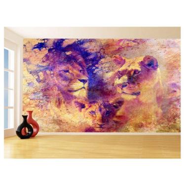 Imagem de Papel De Parede Animais Leão Família Filhotes 3,5M Anm531