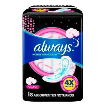 Imagem de Absorventes Noturnos Suave Com Abas Always 8 Unidades