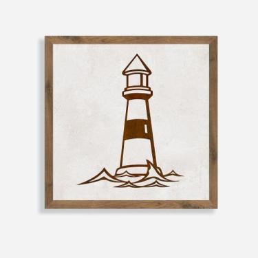 Imagem de Quadro Rústico Farol Artesanal em Madeira Pinus - Arks Presentes