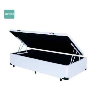 Imagem de Cama Box Baú Solteiro Sintético Branco 42x88x188 - Colchão dos Sonhos