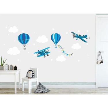 Imagem de Adesivo de Parede Infantil Balão e Avião - Decoração Criativa - no-bra