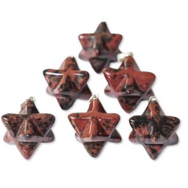Imagem de Pingente Merkabah de Obsidiana Mahogany Natural com Pino Prateado - At