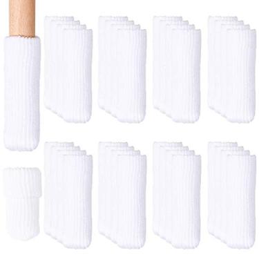 Imagem de Hazeland Protetores de perna de cadeira de malha elástica para pisos de madeira, 32 peças antiderrapantes que não arranham e não arranham, adequadas para a maioria dos pés de móveis redondos ou quadrados, brancas