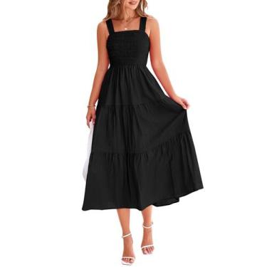 Imagem de Vestido feminino PRETTYGARDEN com blusa midi de verão, preto, tamanho 
