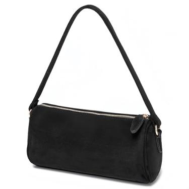 Imagem de JOLLQUE Bolsa tiracolo feminina, bolsa de luxo pequena, bolsa de mão de camurça, bolsas Hobo de ombro outono inverno com zíper, bolsa de camurça (camurça preta)