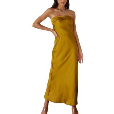Imagem de Blusas tubulares sem encosto Maxi Dress Realtix para mulheres douradas