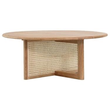Imagem de URGDWEKJY Mesa central de vime mesa de centro casa pequeno apartamento simples mesa de centro redonda mesa de café decorativa de madeira mesa de quarto
