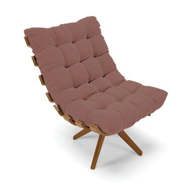 Imagem de Poltrona Giratória Costela Veludo Rosê  Base de Madeira MA30 M11 - D'Rossi