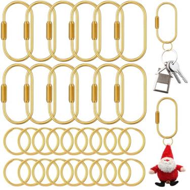 Imagem de Otoolling 30 porta-chaves de latão dourado, berloques de bolsa a granel para bolsas, chaveiro organizador de chaves com trava de parafuso, clipe para acessórios de bolsa, coleira de cachorro