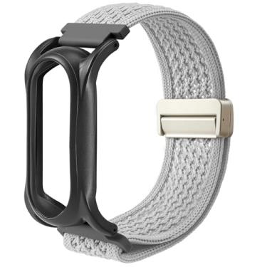 Imagem de Pulseira Nyon de tecido macio ajustável + base protetora serve para gravador de voz PLAUD NotePin AI, alça de liberação rápida de pino de 18 mm para facilitar a substituição da pulseira, cinza