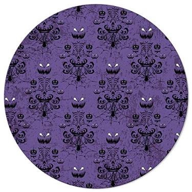 Imagem de Tapete grande redondo para sala de estar, Halloween, casa fantasma assombrada, mansão, tapete decorativo, tapete de ioga, para quarto, quarto de crianças, decoração de casa, 90 cm