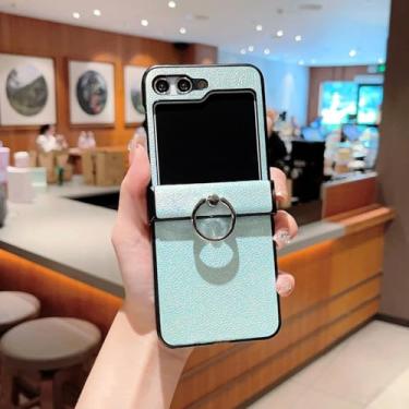 Imagem de Capa para Galaxy Z Flip 6 em couro granulado Litchi com suporte e proteção contra quedas e choque (para Galaxy Z Flip 6/azul)