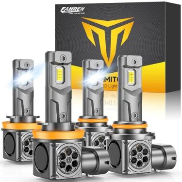 Imagem de FAHREN H11 9005 Combo de lâmpadas, [ & -] 140.000LM 14X Ultra Brilhante, True Plug-N-Play H9 H8 HB3 Lâmpadas de Nevoeiro, 1:1 Mesmo Tamanho, Canbus Pronto, Sem Polaridade, Pacote com 4