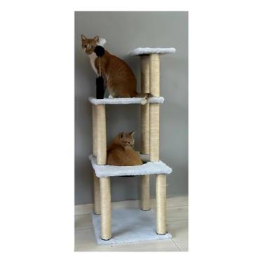 Imagem de Arranhador Torre pata Gatos 4 andares Com Cama de Cestinha e Brinquedo (Frajola)