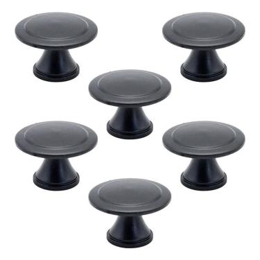 Imagem de 6 Pçs Puxador Ponto Bolinha Colonial 1 Furo Gave Preto Fosco