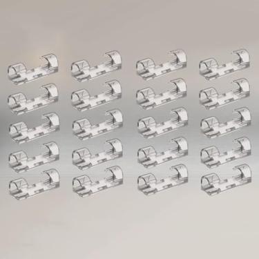 Imagem de Clipes autoadesivos para cabos, clipes de fio, organizador de cabos, suporte de cabos para embaixo da mesa, carro, parede, TV PC cabo Ethernet (S 20P 6 mm)