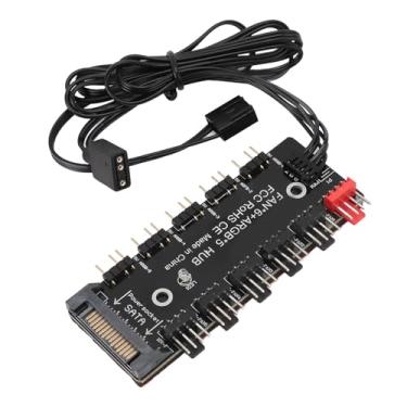 Imagem de Hub de ventilador ARGB PWM 2 em 1, 5V 3PIN ARGB, 12V 4PIN PWM, fonte de alimentação SATA de 15 pinos, cabo de extensão de ventilador de resfriamento para CPU PC adaptador divisor de hub para