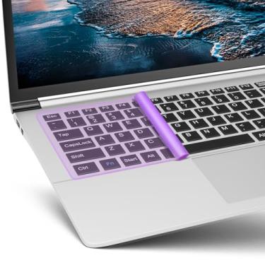 Imagem de Capa protetora de teclado universal para laptop, notebook de 13 polegadas e 35.6 cm, ultrafino, silicone, impermeável, à prova de poeira, protetor de teclado (roxo, 1 peça)