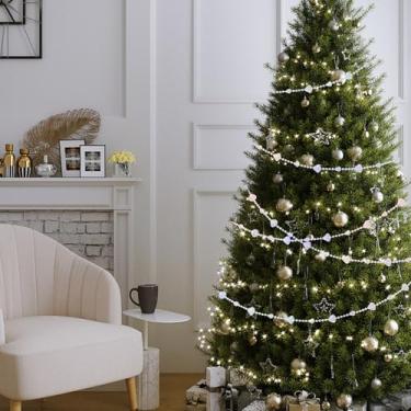 Imagem de Corrente de contas iridescentes de plástico transparente de 3 metros, lindas contas de guirlanda de cristais de Natal, cristais brilhantes para pendurar para centros de mesa, árvore de Natal e