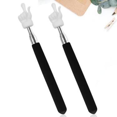 Imagem de Bastão de ponteiro telescópico extensível para dedo - pacote com 2, preto, auxílio de apresentação retrátil para escritório, palestras e apresentações em sala de aula