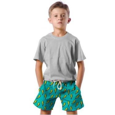 Imagem de Shorts Infantil Bermuda Calção Praia Verão Raios Cartoon Amarelo 254 -