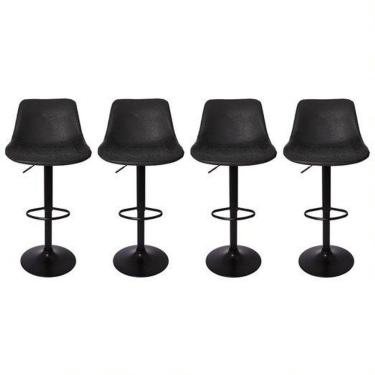 Imagem de Kit 4 Banquetas Estofadas c/encosto p/Cozinha Gir.Preta