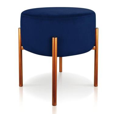 Imagem de Puff Iron Suede Base Cobre Palito Azul Marinho