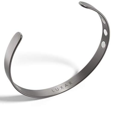 Imagem de Pulseira masculina de titânio com terapia magnética | Bracelete sofisticado para artrite, tendinite, tennis/cotovelo de golfe, síndrome do túnel do carpo e alívio da dor física, Titanium [Men's], Medium